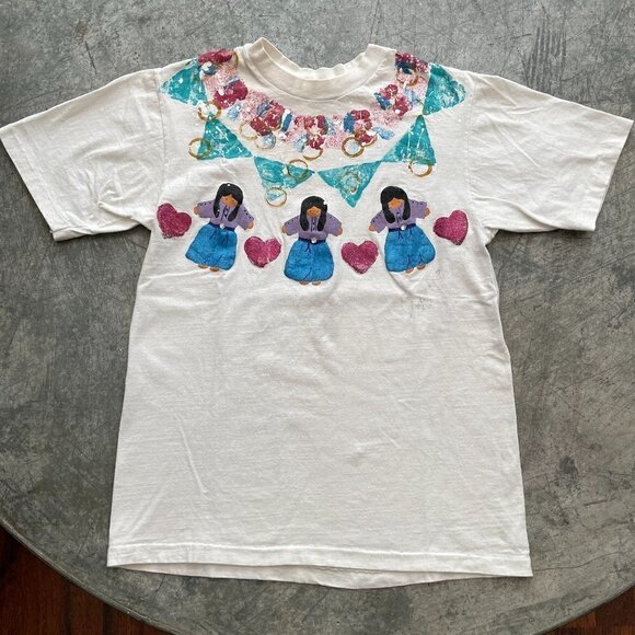 Vintage Tops - Vintage 80s Hand Painted Native American Single Stitch Tee Shirt Womens Medium